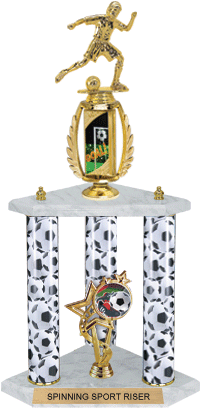 Soccer Spinning Sport Riser 3-Post Trophy [22 inch]