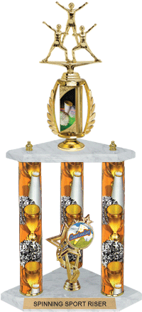 Cheer Spinning Sport Riser 3-Post Trophy [24 inch]