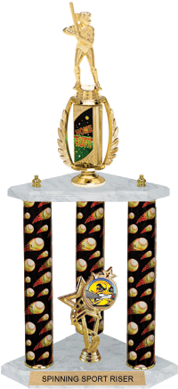 Softball Spinning Sport Riser 3-Post Trophy [24 inch]