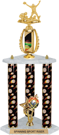 Baseball Spinning Sport Riser 3-Post Trophy [26 inch]