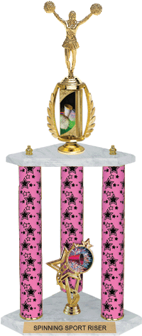Cheer Spinning Sport Riser 3-Post Trophy [26 inch]