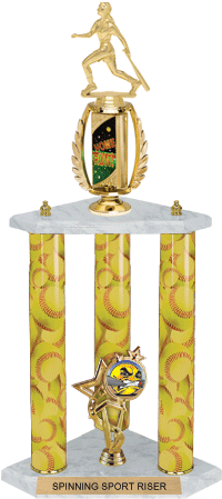 Softball Spinning Sport Riser 3-Post Trophy [26 inch]