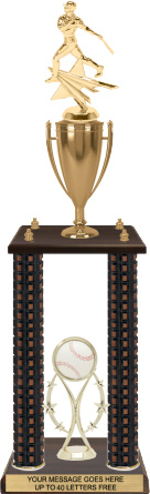 Wood Column 4-Post Trophy w/ Trim [24 inches]