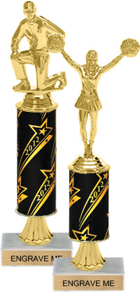 Gold Stem Riser Trophy on Marble Base [11 inch]