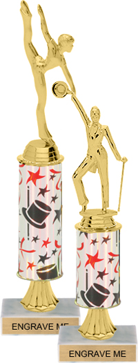 Gold Stem Riser Trophy on Marble Base [11 inch]