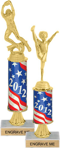 Gold Stem Riser Trophy on Marble Base [11 inch]