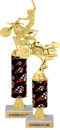 Gold Stem Riser Trophy on Marble Base [11 inch]