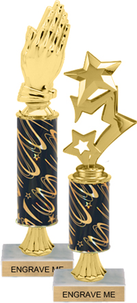 Gold Stem Riser Trophy on Marble Base [11 inch]