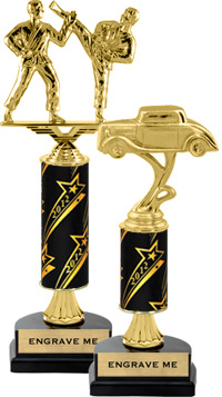 Gold Stem Riser Trophy on Horseshoe Synthetic Base [11 inch]