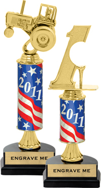 Gold Stem Riser Trophy on Horseshoe Synthetic Base [11 inch]
