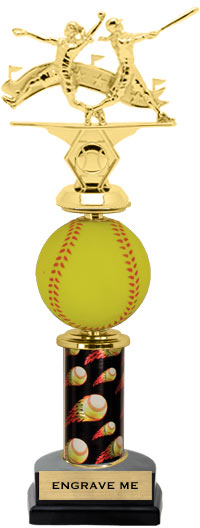 Spinning Squeezable Softball Riser Trophy [12 inch]