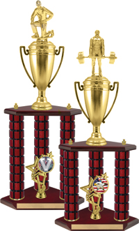 High Gloss Mahogany 3-Post Trophy [22 inch]