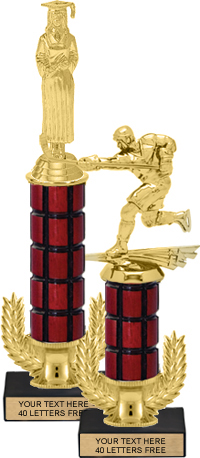 Gold Wreath Riser Mahogany Column Trophy on Marble Base [12 inch]
