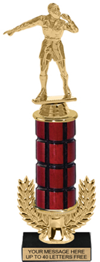 Gold Wreath Riser Mahogany Column Trophy on Marble Base [12 inch]