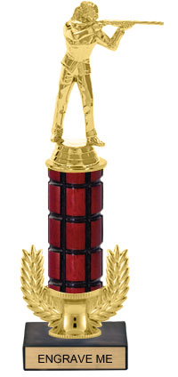 Gold Wreath Riser Mahogany Column Trophy on Marble Base [13 inch]