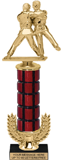 Gold Wreath Riser Mahogany Column Trophy on Marble Base [14 inch]
