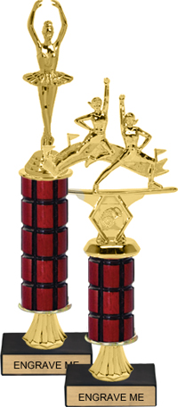 Gold Stem Riser Mahogany Column Trophy on Marble Base [11 inch]