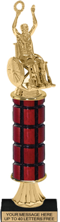 Gold Stem Riser Mahogany Column Trophy on Marble Base [12 inch]