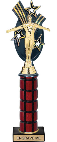 Mahogany Column Triple Start Backdrop Trophy [13 inch]