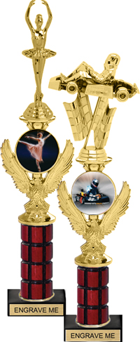 Eagle Insert Riser Mahogany Column Trophy [14 inch]