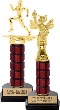 Mahogany Column Trophy on Horseshoe Base  [10 inch]