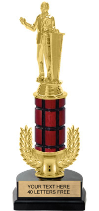 Wreath Riser Mahogany Column Trophy on Horseshoe Base [12 inch]