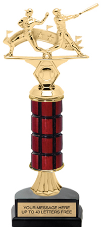 Stem Riser Mahogany Column Trophy on Horseshoe Base [11 inch]