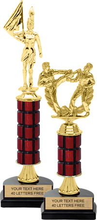 Stem Riser Mahogany Column Trophy on Horseshoe Base [11 inch]