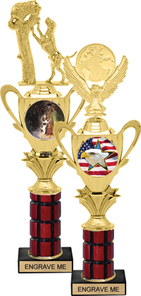 1/2 Cup Insert Riser Mahogany Column Trophy [14 inch]