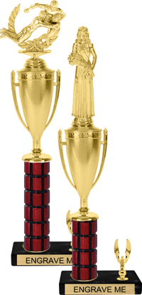 Mahogany Column Trophy with Cup & 1 Trim [15 inch]