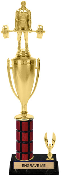 Mahogany Column Trophy with Cup & 1 Trim [15 inch]