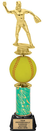 Spinning Squeezable Softball Riser Trophy [13 inch]