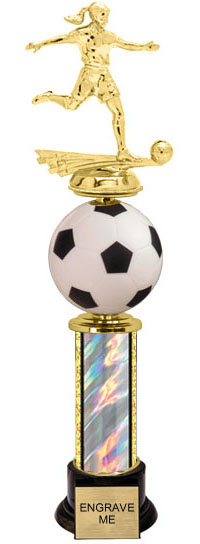 Spinning Squeezable Soccer Ball Riser Trophy [15 inch]