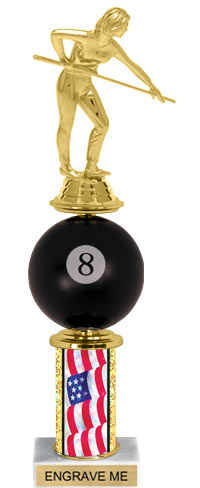 Spinning Squeezable Billiards 8-Ball Riser Trophy [12 inch]