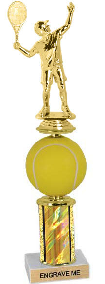 Spinning Squeezable Tennis Ball Riser Trophy [12 inch]