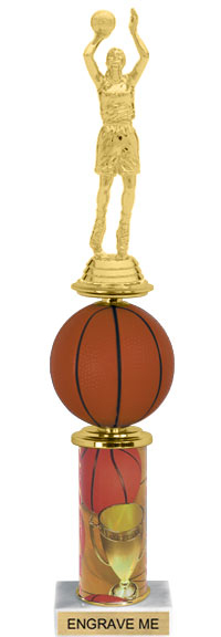 Spinning Squeezable Basketball Riser Trophy [14 inch]