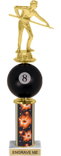 Spinning Squeezable Billiards 8-Ball Riser Trophy [14 inch]