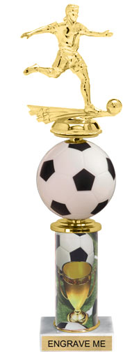 Spinning Squeezable Soccer Ball Riser Trophy [14 inch]