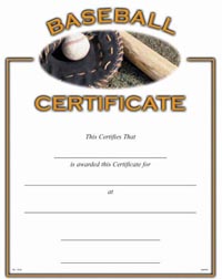 Sport Certificates: Baseball [8.5 x 11 inch]