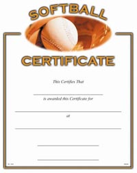 Sport Certificates: Softball [8.5 x 11 inch]
