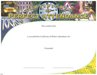 Full Color Certificates: Perfect Attendance [11 x 8.5 inch]