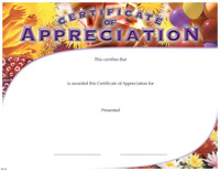 Full Color Certificates: Appreciation [11 x 8.5 inch]