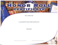 Full Color Certificates: Honor Roll [11 x 8.5 inch]