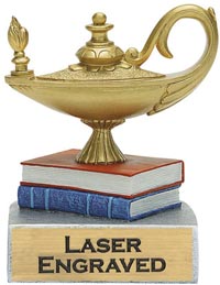 Lamp of Knowledge Painted Resin Theme Trophy [4 inch]
