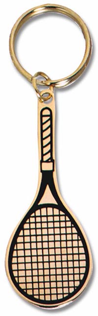 Polished Brass Keychain- Tennis