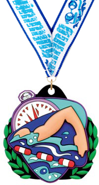 Swimming Colorflex Jr. Rubber Medal [2.25 inch]