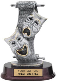 Drama Masks Pewter Finish Resin Trophy [8 inch]