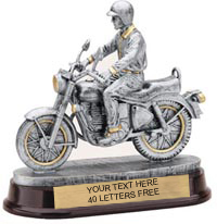 Motorcycle Touring Pewter Finish Resin Trophy [8 inch]