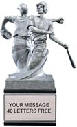 Baseball Double Action Resin Trophy - Male [9 inch]