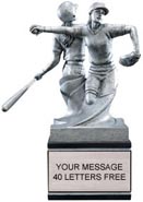 Softball Double Action Resin Trophy - Female [9 inch]